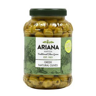 Грецькі оливки GREEN PITTED OLIVES Jumbo без кісточок 850 г, TM Ariana 303 фото