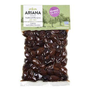 Грецькі оливки KALAMATA OLIVES Jumbo (181-200) у вакуумі 250 г, TM Ariana 299 фото