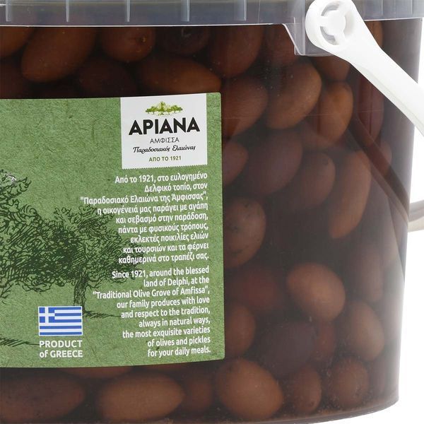 Грецькі оливки KALAMATA OLIVES Jumbo (181-200) з кісточкою 3 кг, TM Ariana 306 фото